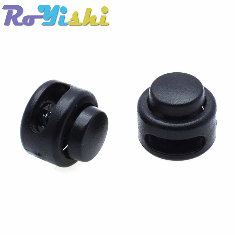 Tapón de palanca de bloqueo de cable de plástico negro para Paracord, tamaño 11mm x 12mm, 10 unids/lote por paquete - imagen 3