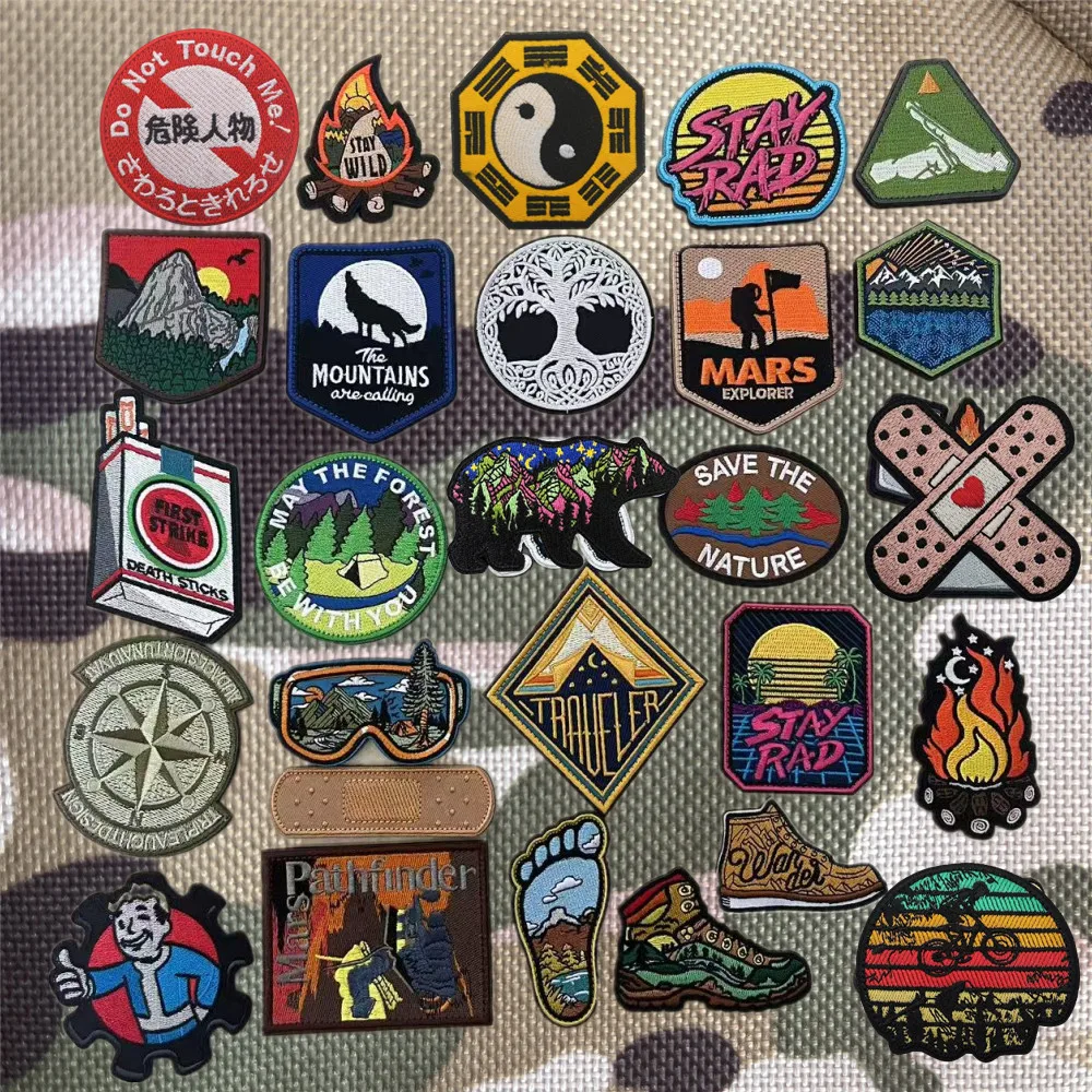 Al aire libre playa vacaciones Camping paisaje natural moral sello STAY RAD pegatina mágica bolso bordado pegatina parche bordado - imagen 2