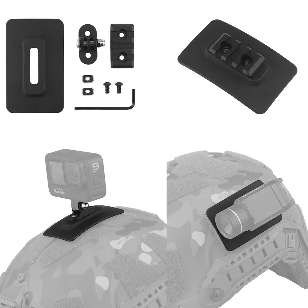 Adaptador de Base para casco táctico rápido, montaje fijo para cámara de acción GoPro Hero, linterna, accesorios para casco de conducción al aire libre