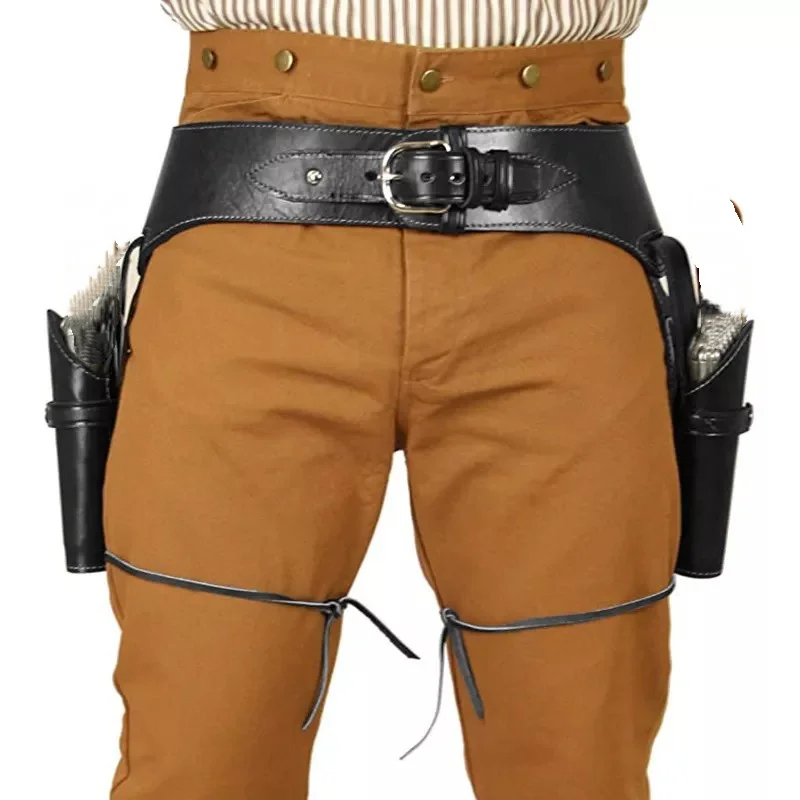 Accesorios de COSPLAY para actuaciones de escenario, cuero Artificial, ambos sidesRevolver cinturón, funda protectora para zurdos/diestros - imagen 3