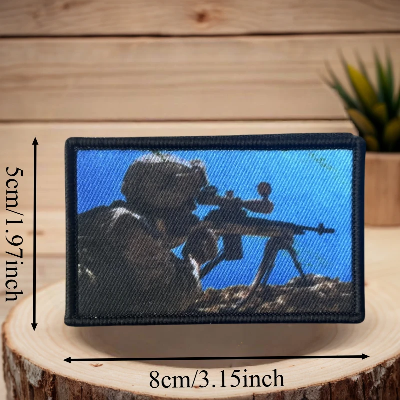 Parche con estampado de soldado con pistola, chaleco táctico, insignia de moral con gancho y bucle, pegatinas decorativas para mochila, parches para brazalete para ropa - imagen 3