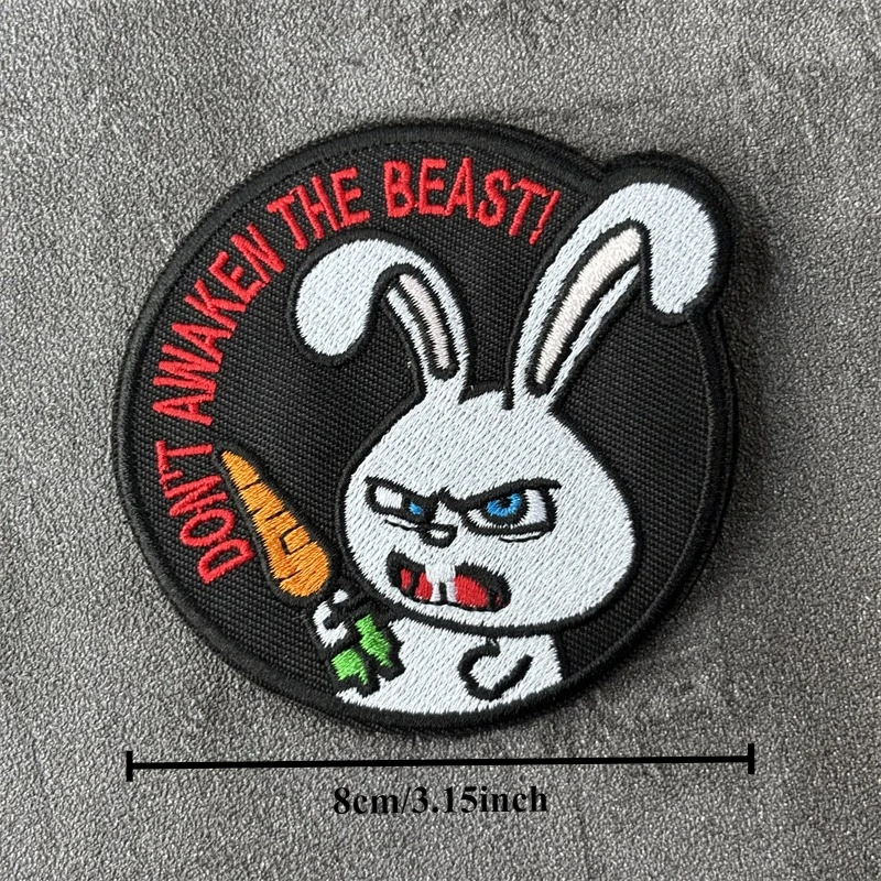 Parche bordado de conejo Chevron para ropa, insignias de moral táctica, parches militares con gancho, pegatinas para mochila - imagen 5