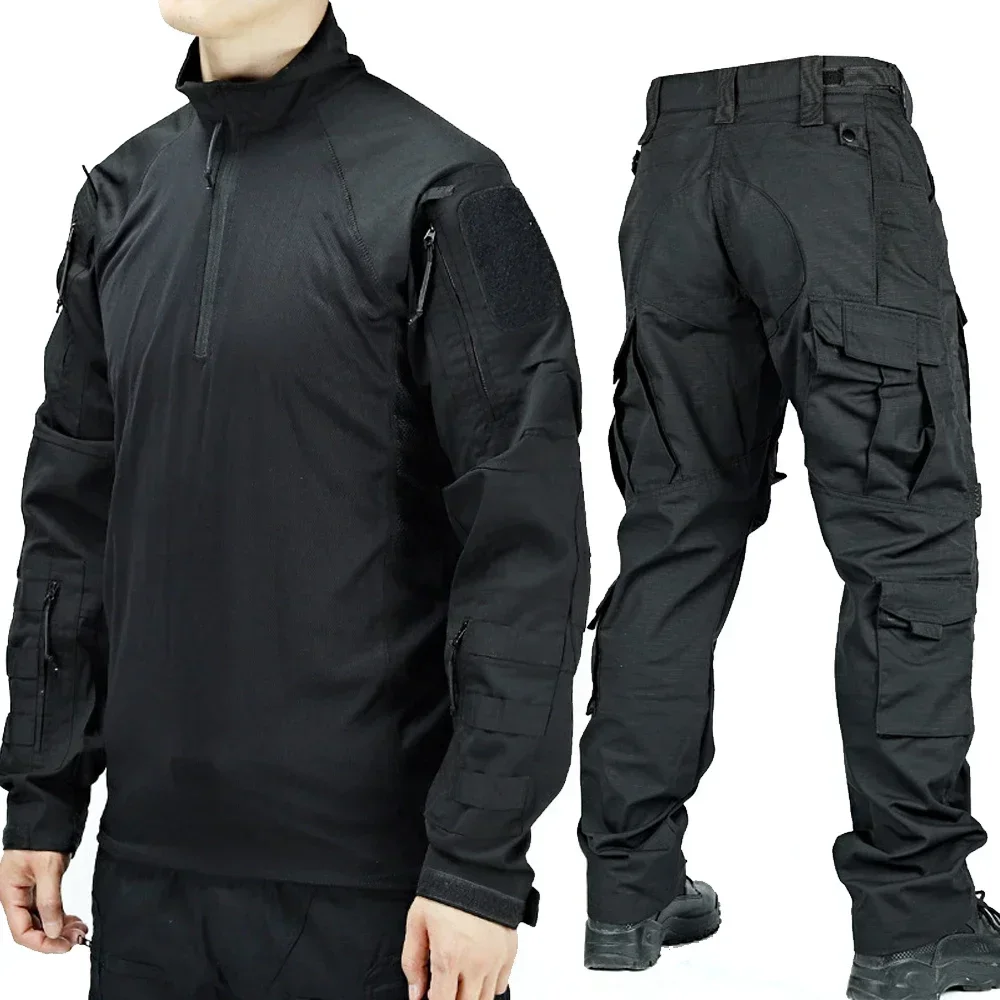 Trajes de uniforme táctico Milit, ropa de caza de camuflaje para exteriores, camisas, pantalones de senderismo, entrenamiento, conjuntos de Paintball Airsoft Ripstop de secado rápido - imagen 4