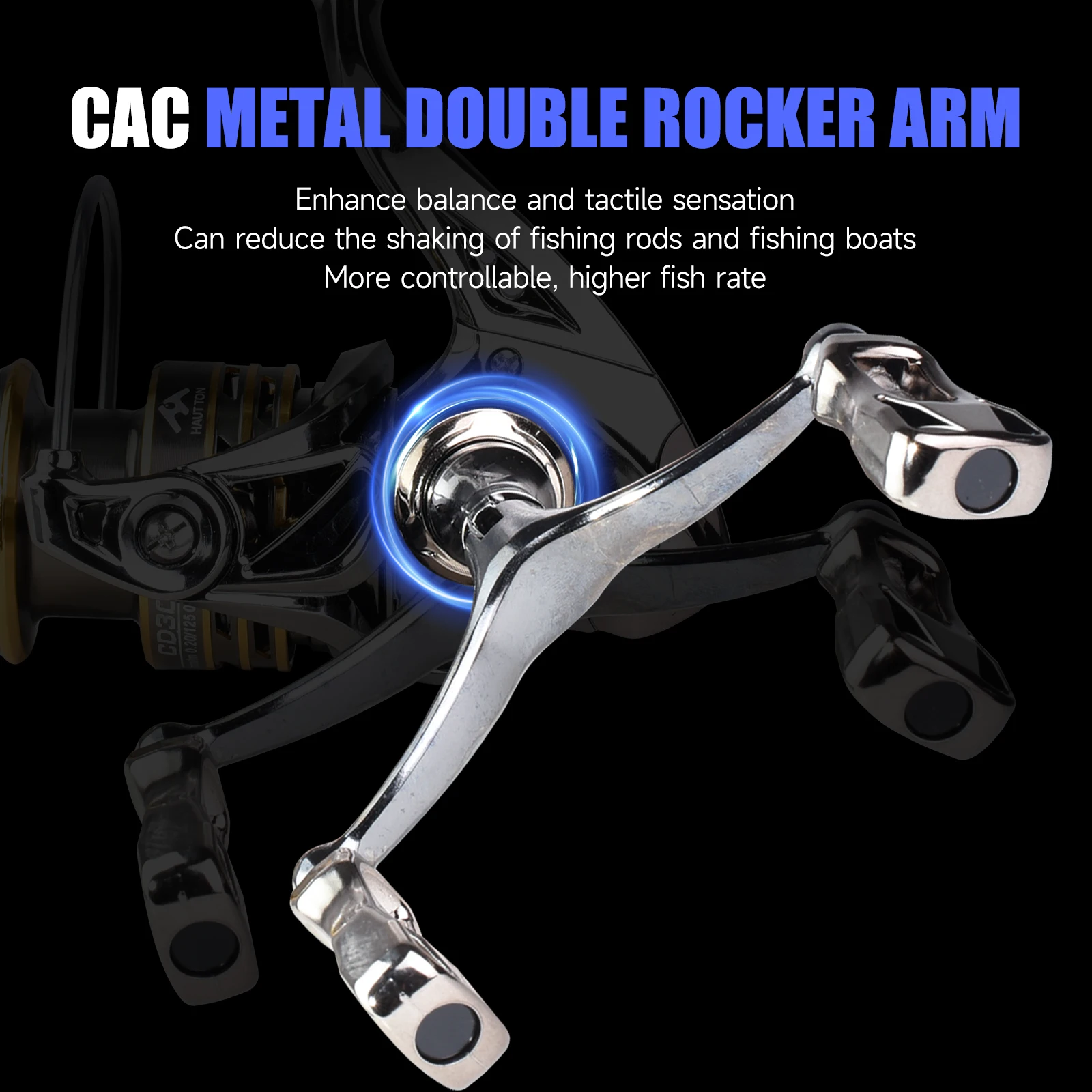 Rueda giratoria de doble brazo CNC, rueda de pesca de Metal 5,2: 1, relación de velocidad, rodamiento de carga, 6KG, especial para caza y pesca al aire libre - imagen 4