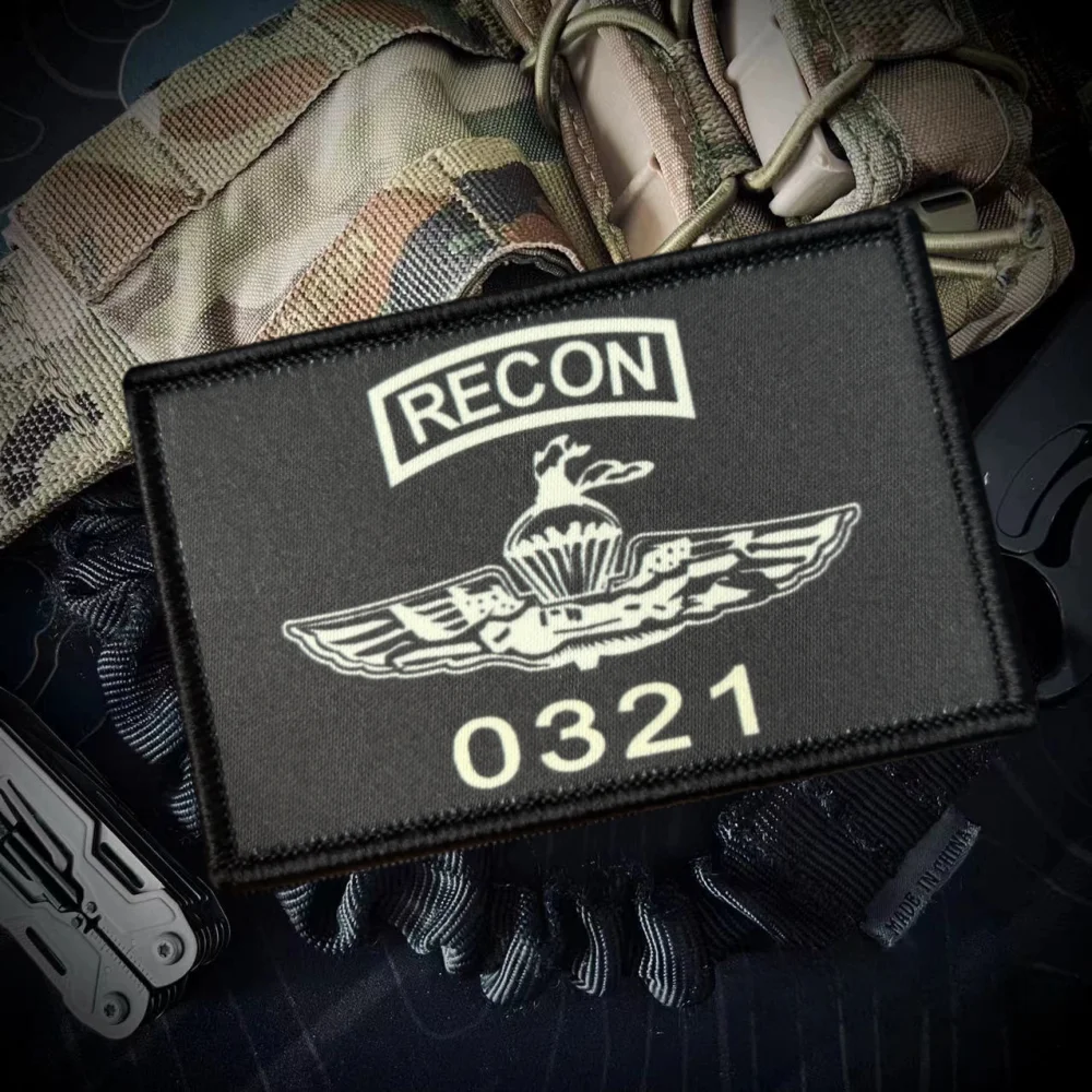 Parche táctico de reconocimiento marino, parches de gancho y bucle impresos, brazalete de engranaje, insignia de moral militar, mochila, pegatinas para ropa - imagen 4