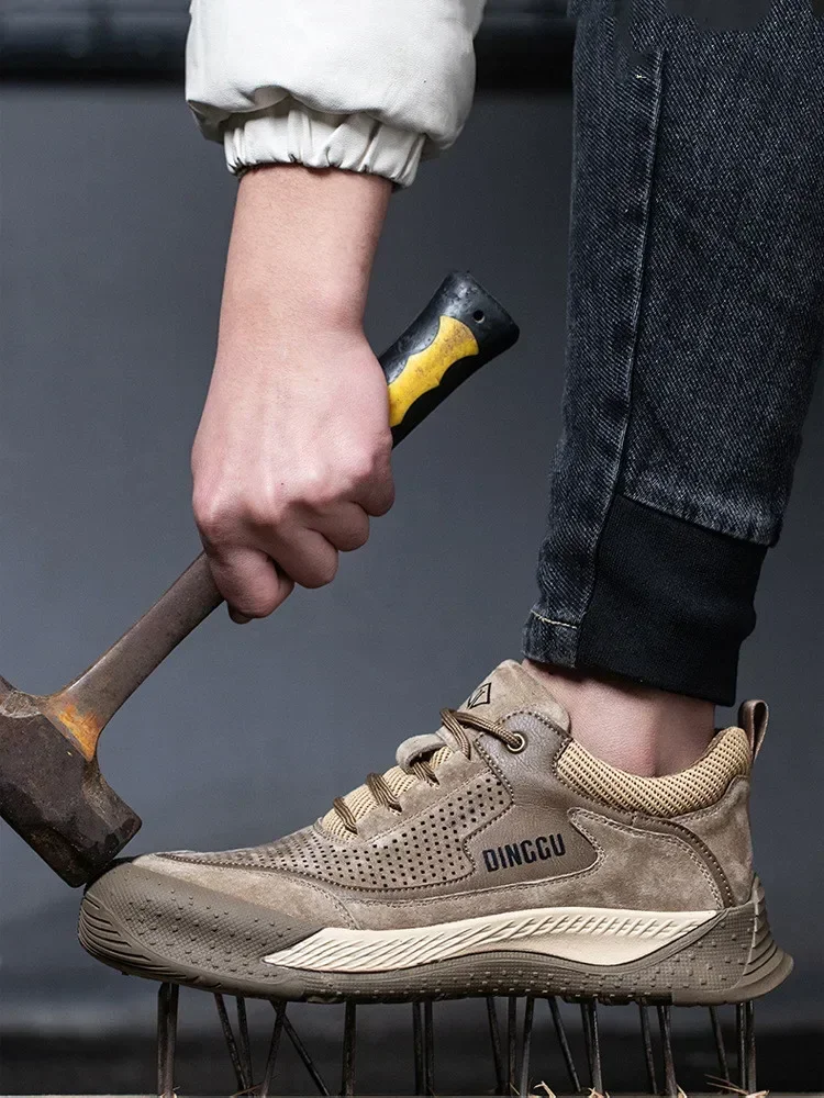 Zapatos con punta de acero para hombre, zapatos de trabajo transpirables para mujer, zapatillas de trabajo con parte superior hueca, botas de seguridad protectoras con punta de acero ligeras - imagen 4