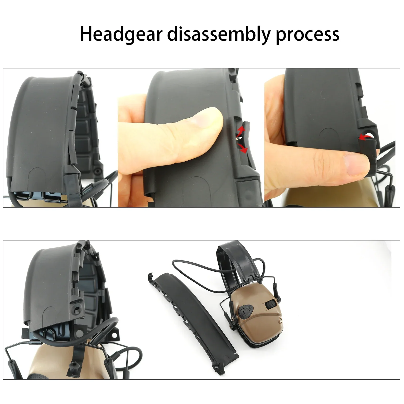 Auriculares de caza, diadema desmontable, pastilla con reducción de ruido, orejeras electrónicas, auriculares tácticos para tiro con adaptador de riel ARC - imagen 4