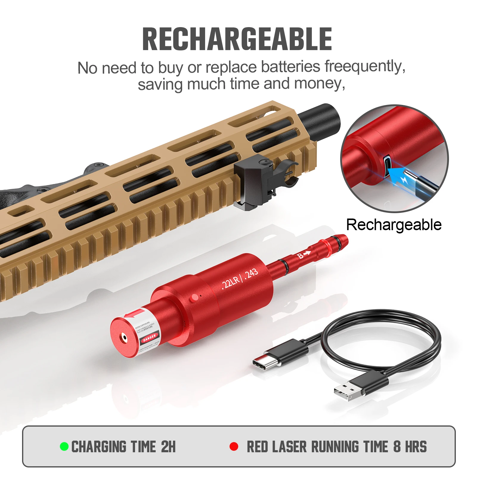 Mira láser táctica de punto rojo de 9mm, 22LR, 12GA, 7,62mm, bala de entrenamiento láser controlada por voz, cartucho de entrenamiento de fuego seco de 9mm - imagen 5