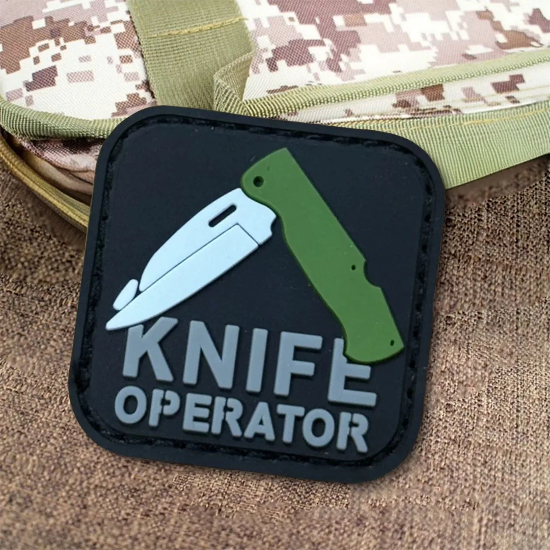 Parche de operador de cuchillo, parches de PVC con gancho y bucle, insignia de moral táctica, brazalete del ejército militar, pegatinas para mochila - imagen 4
