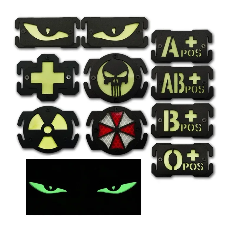 Marcador de luz táctico que brilla en la oscuridad, parche de señal de seguridad, Panel de identificación luminoso, accesorios portadores de placa para mochila al aire libre
