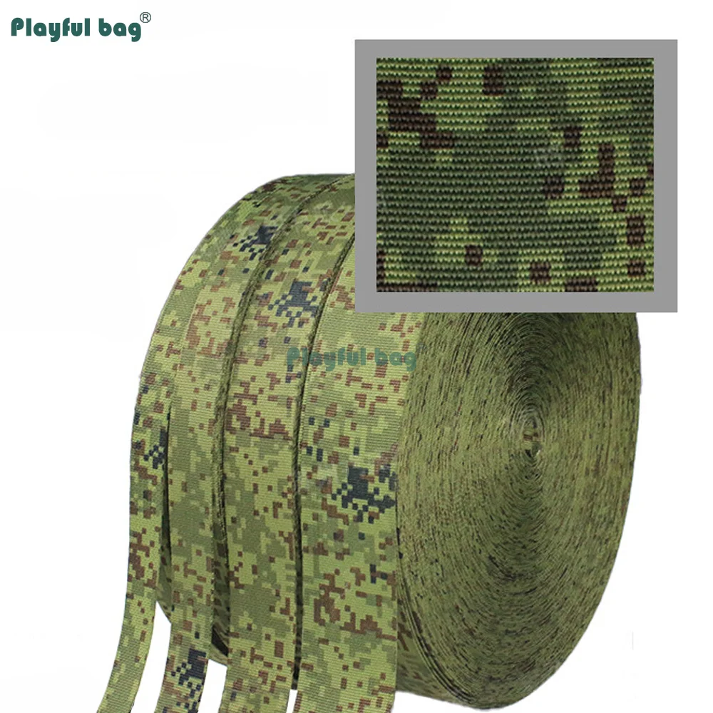 Cinta de nailon camuflaje EMR ruso enrollada mostrando el patrón de camuflaje a doble cara