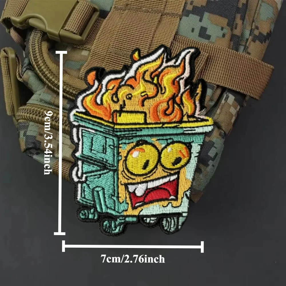 Parche bordado de moral de caja ardiente, insignia táctica militar, brazalete divertido, pegatinas para mochila con gancho y bucle - imagen 3