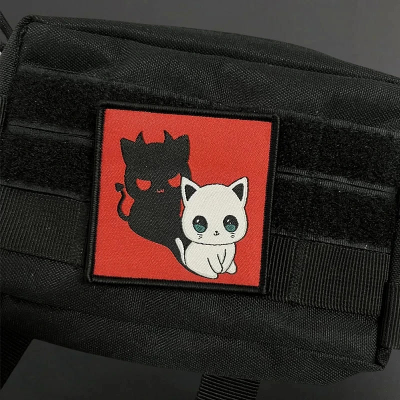 Parches tácticos de moral "DevCAT", pegatina de etiqueta de tejido de gancho y bucle, mochila - imagen 2