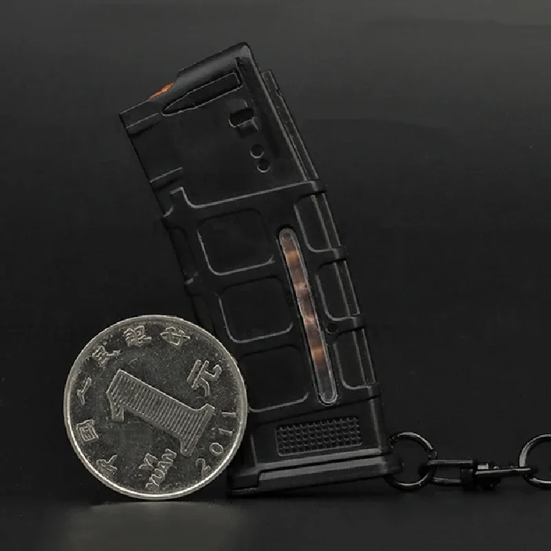 Llavero táctico en forma de Mini revista 1:4, cargador de pistola de plástico completamente cargado, decoraciones de regalo, llavero con ventana transparente - imagen 5
