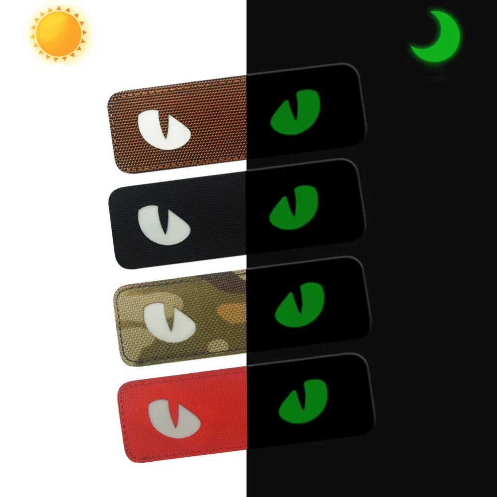 Parches reflectantes infrarrojos con ojos de gato que brillan en la oscuridad, apliques de goma para sombreros, casco, mochila uniforme - imagen 5
