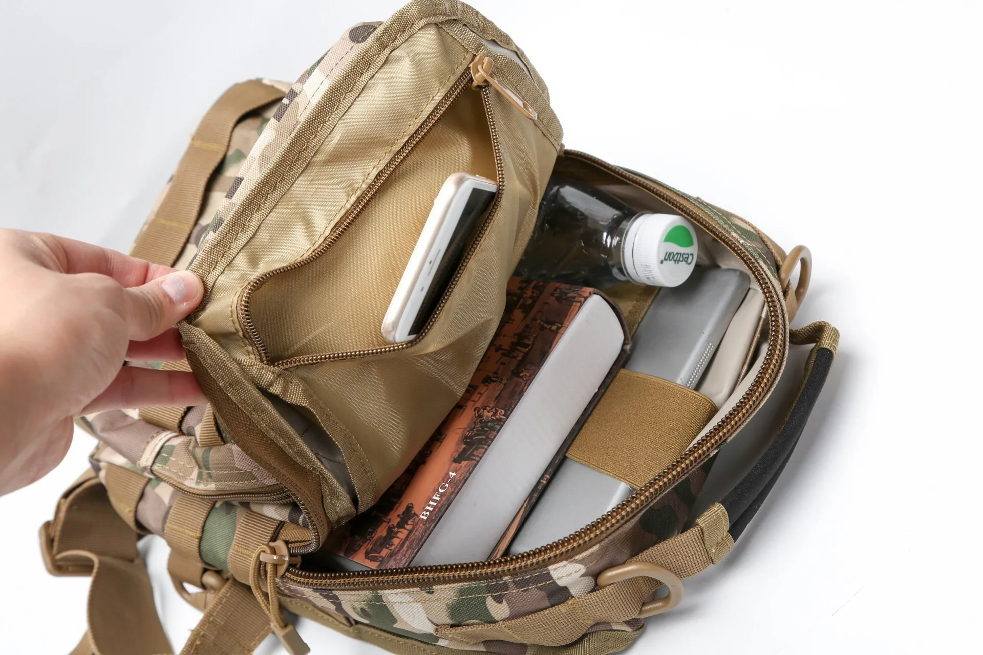 Bolso de pecho de viaje para ocio al aire libre, bolso de hombro de tela Oxford de Color sólido para hombre, bolso cruzado de camuflaje multifuncional - imagen 5