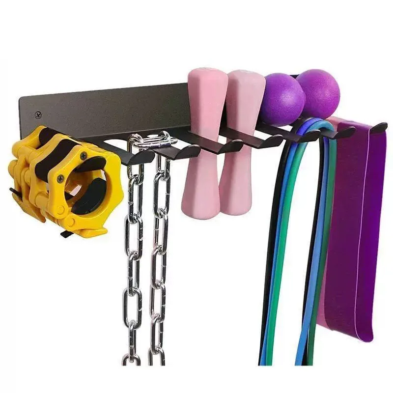 Estante de almacenamiento de bandas de resistencia montado en la pared para bandas de dominadas, cuerdas para saltar, organizador de equipos de gimnasio que ahorra espacio con gancho para gimnasios en casa - imagen 2