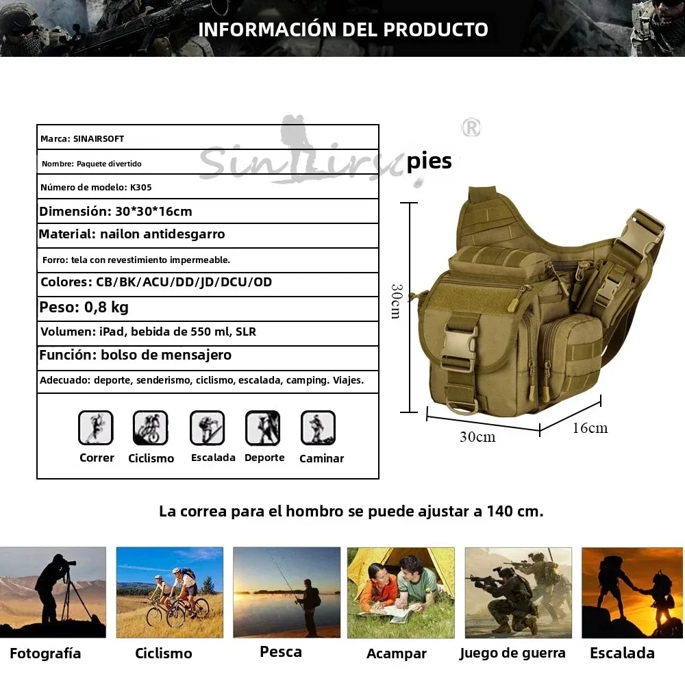 Bolsa de mensajero táctica para hombre, bolso para cámara al aire libre, bolso de hombro de camuflaje para acampar, pescar, senderismo, bolsas Molle - imagen 4