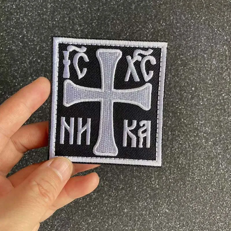 Parche bordado con apliques de ropa con emblema moral táctico cruzado con gancho, insignia decorativa para mochila, ropa, brazalete - imagen 4