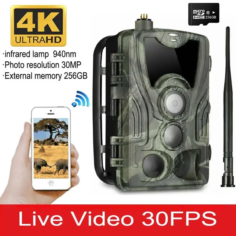 Cámara de rastreo para caza, videocámara 4G de HC-801/HC-801pro, vídeo 4K en vivo, visión nocturna, trampa fotográfica de 30MP, aplicación Bluetooth, Control de vida silvestre - imagen 3