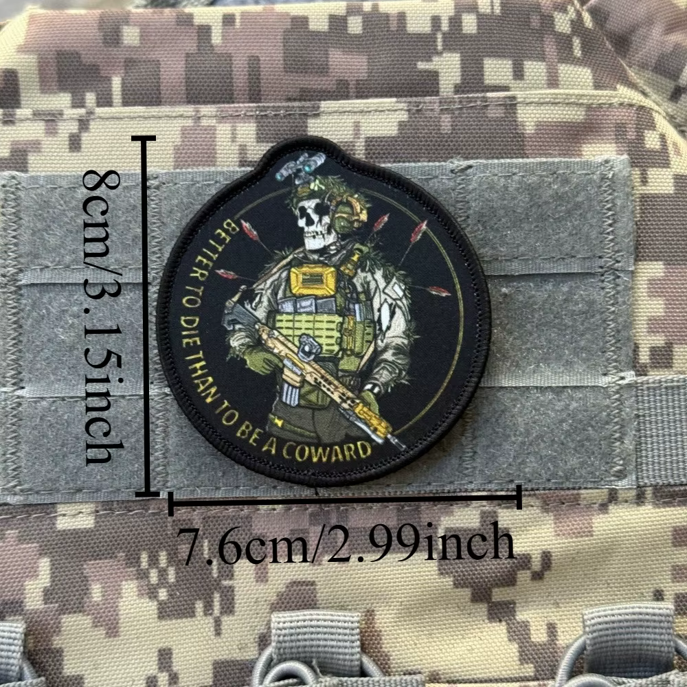 Parche táctico chevron con frase mejor morir que ser cobarde velcro - imagen 2