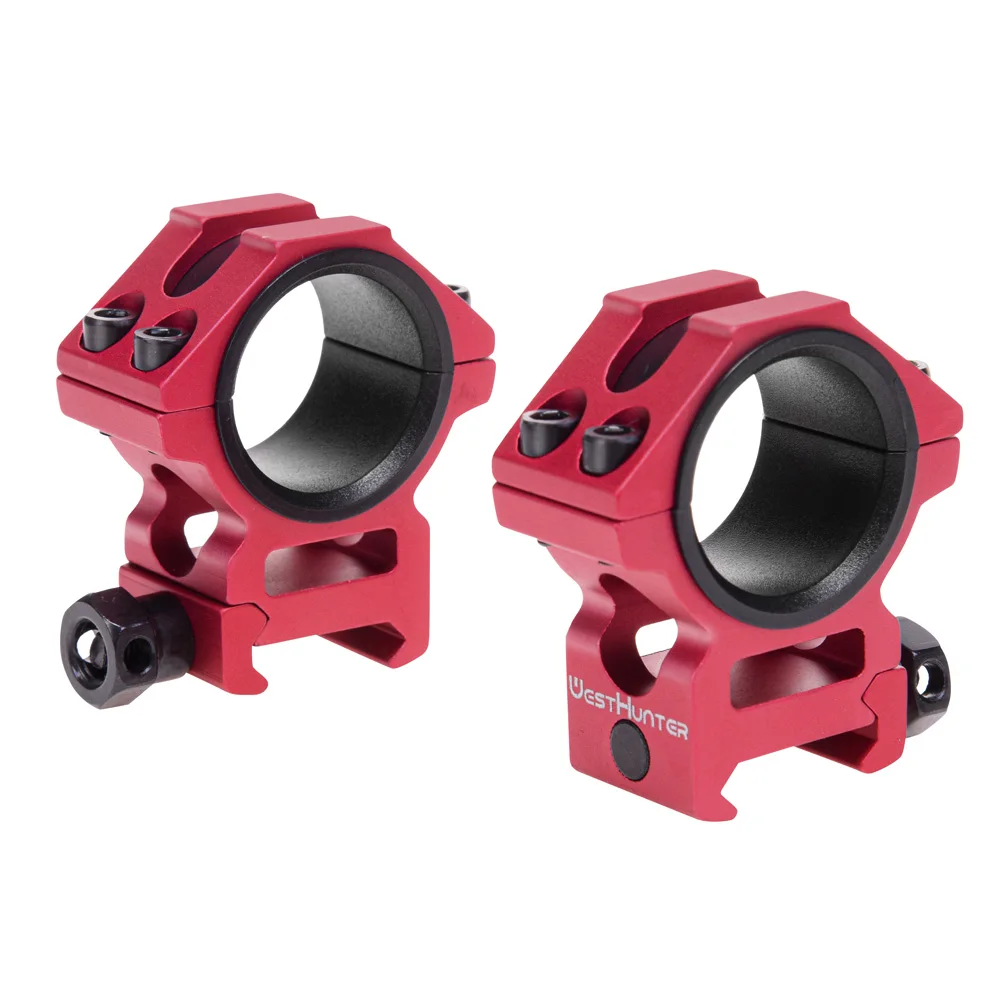 WestHunter-anillos de montura Picatinny para mira telescópica, accesorio rojo para caza, con riel de 20MM, Base para mira telescópica óptica, mecanizado CNC - imagen 5