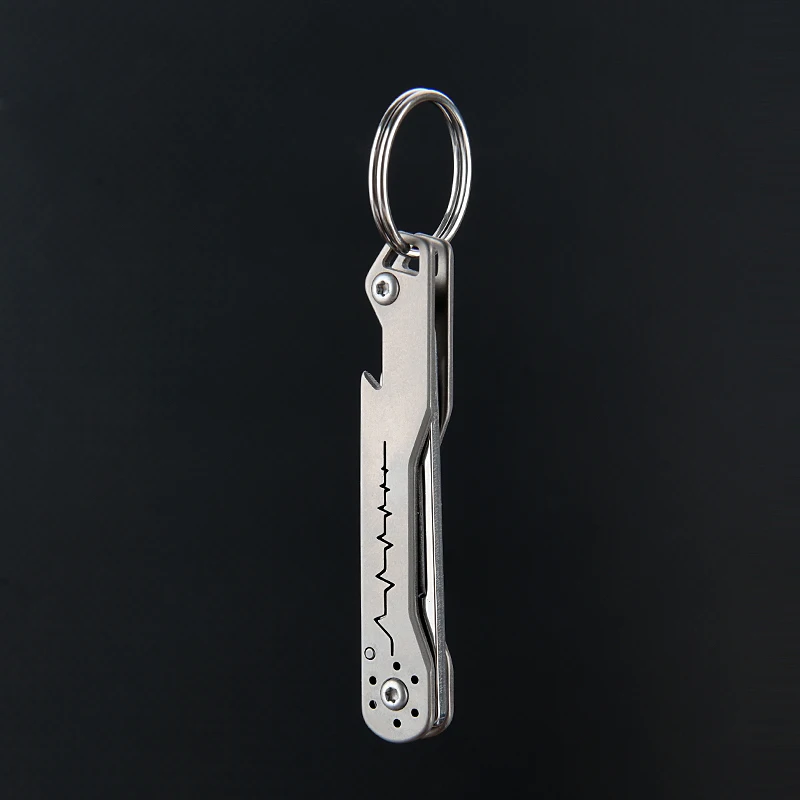 Mini cuchillo plegable titanio con abrebotellas – Llavero táctico - imagen 5