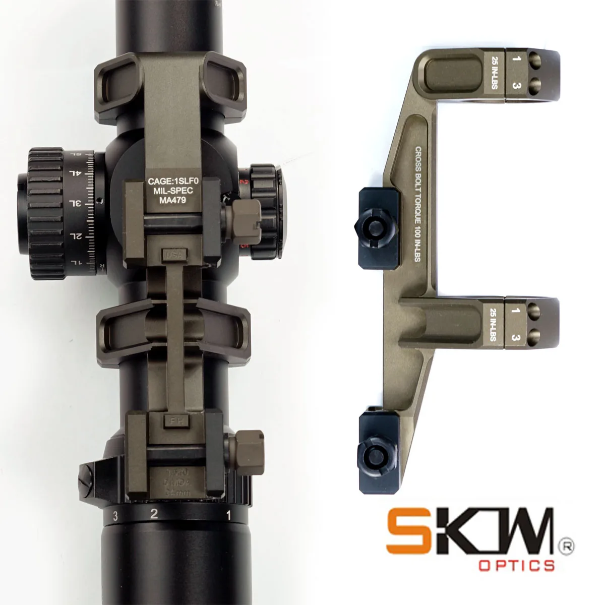 SKWoptics-Scope Rings Bajo AR15 M4 Montaje CNC, rieles Picatinny 1913, 30 mm, - imagen 2