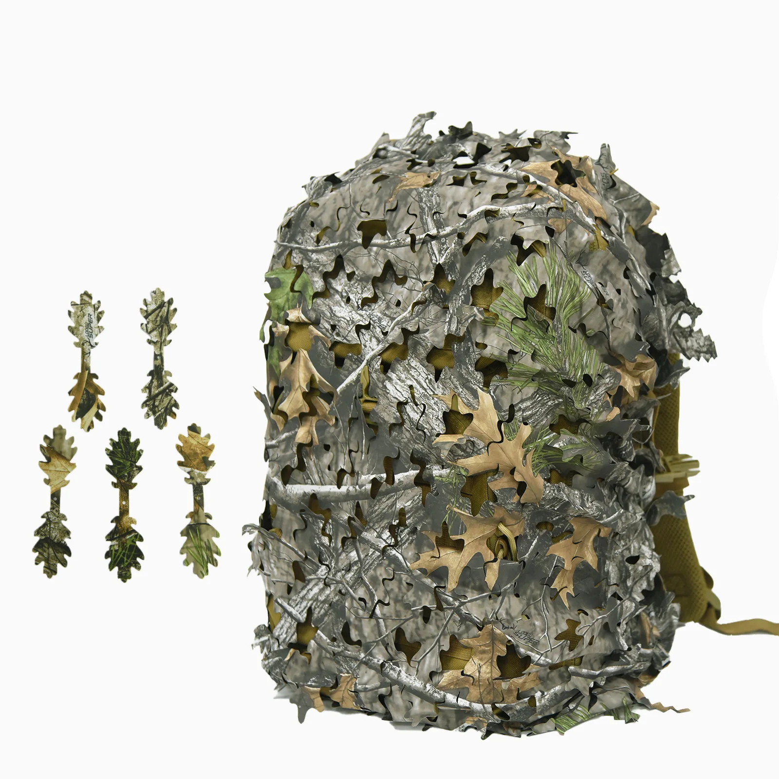 Corte 3D moldeado integrado 60L 80L hojas camuflaje biónico caza pesca mochila cubierta transpirable resistente al desgaste bolsa de caza - imagen 3