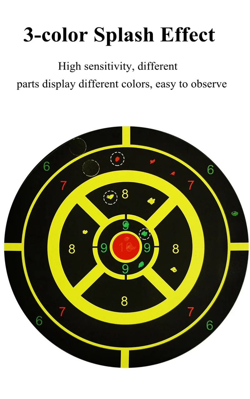 Alvos de tiro autoadhesivos, alvos reactivos, objetivo de papel con cubierta, comentarios visuales, paquete Splatter10, 8 pulgadas - imagen 2