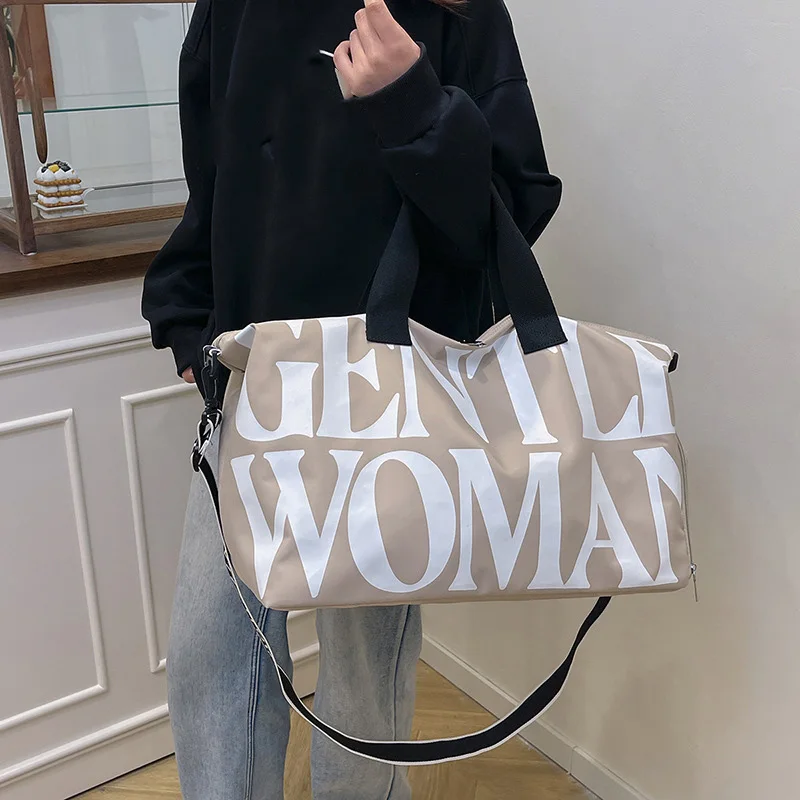 Bolsa de gimnasio para Fitness, bolso de mano pintado con letras de gran capacidad, bolso de hombro tipo bandolera de viaje al aire libre, bolso de equipaje portátil - imagen 4
