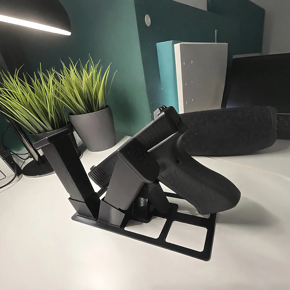 Estante de exhibición para pistola, soporte para pistola ABS con soporte para revistas para pistola, soporte portátil para pistola, organizador de pistola - imagen 5