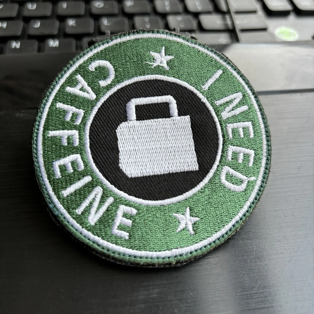 Parches bordados con cafeína, parche de gancho y bucle para mochila táctica DIY, accesorios, insignia de moral militar, apliques para ropa - imagen 2