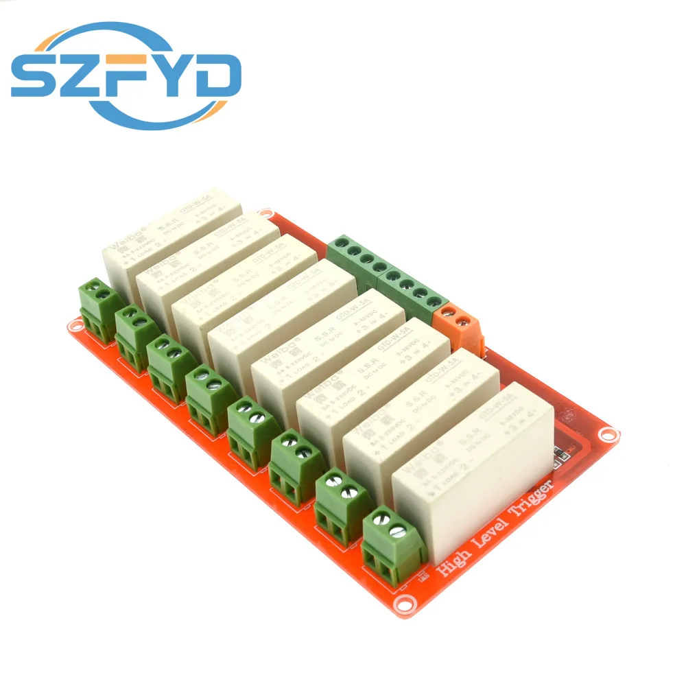 Módulo de relé de estado sólido CC de 1/2/4/8 canales Disparador de alto nivel 5A para control industrial PLC Arduino - imagen 4