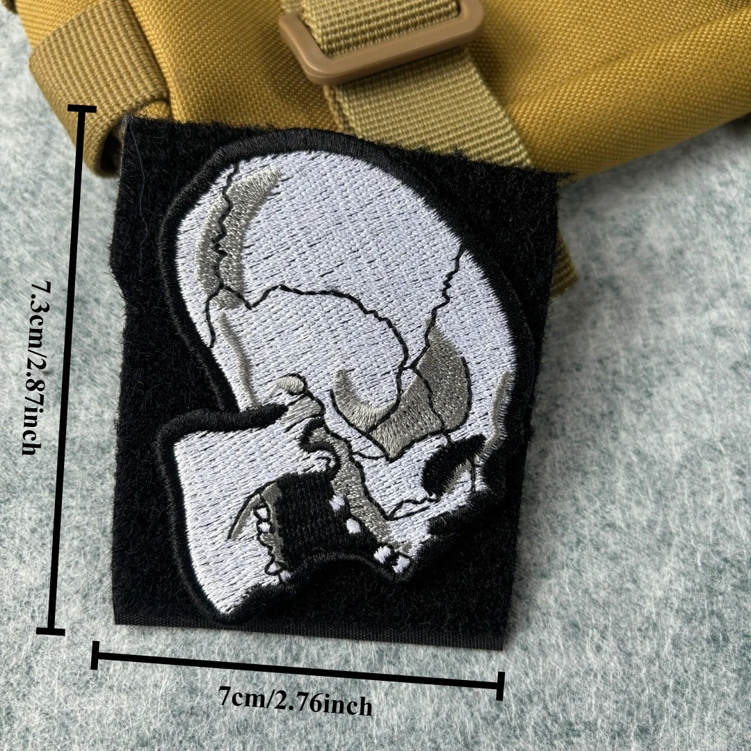 Parche táctico de calavera para Halloween, parches bordados con gancho y bucle, brazalete autoadhesivo, insignia de moral del ejército militar, pegatinas para mochila - imagen 3