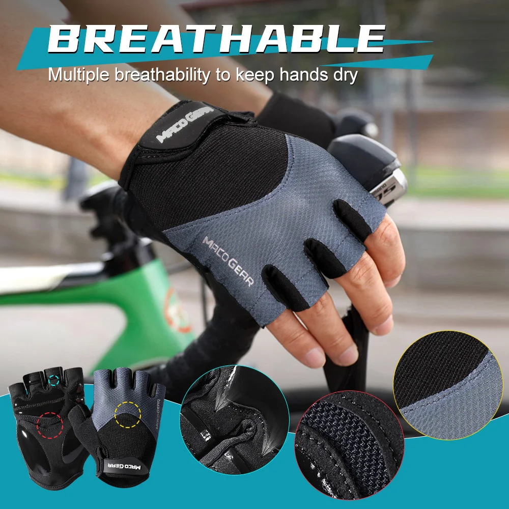 Guantes de Ciclismo de medio dedo para hombre y mujer, equipo antideslizante para correr, gimnasio, Fitness, culturismo y trabajo - imagen 3