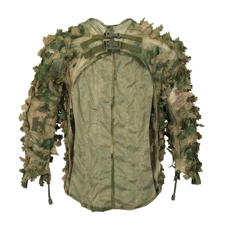 Capa de camuflaje táctica, uniforme, ropa de malla transpirable, hoja biónica, equipo de traje Ghillie para caza