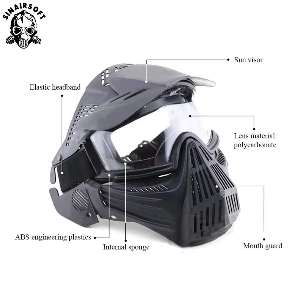 SINAIRSOFT mascarilla táctica airsoft facial lente PC antiempañamiento - imagen 3