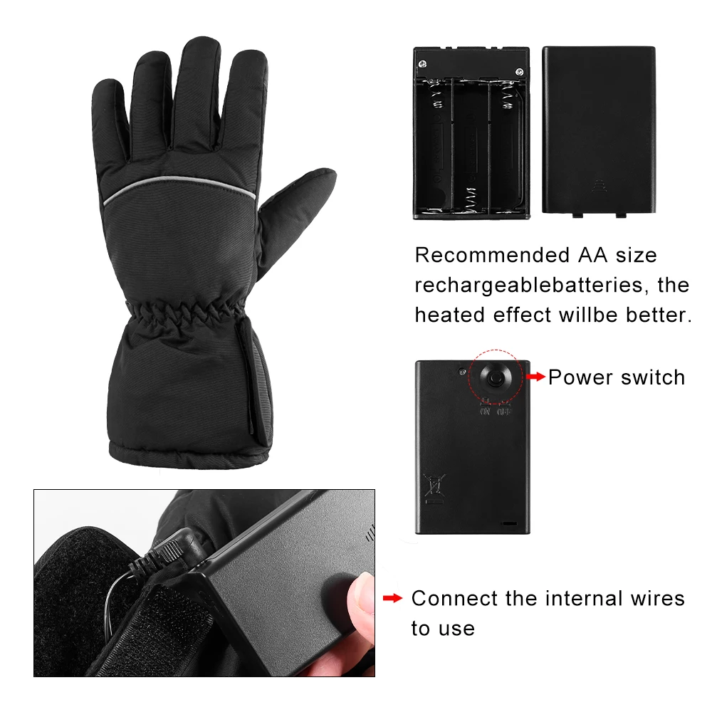 Guantes calefactables de caza para hombres y mujeres, guantes térmicos de invierno, guantes calefactores impermeables con pantalla táctil, calentador de manos con batería - imagen 2