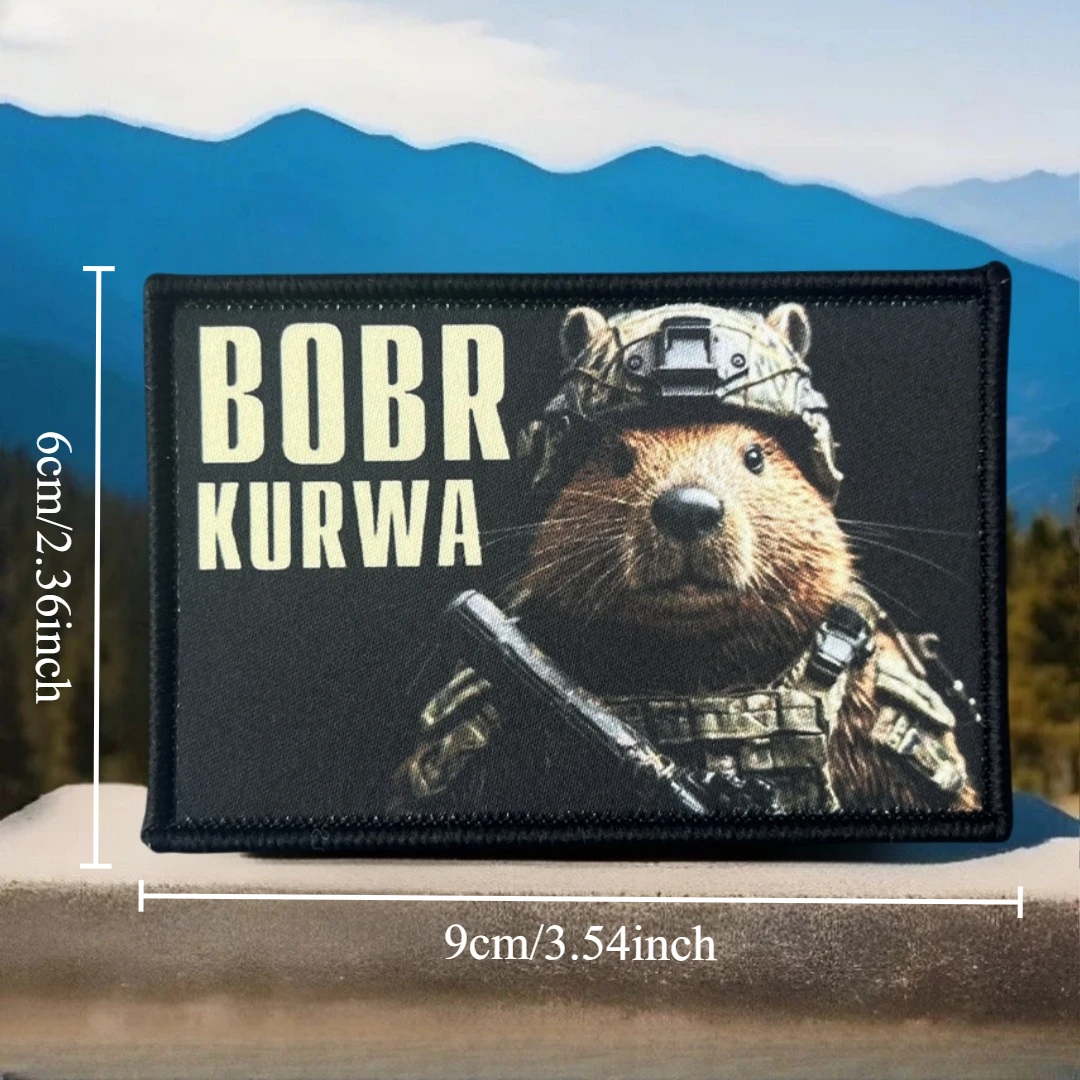 Parche táctico de castor BOBR KURWA, insignia de moral, mochila del ejército militar, pegatina, parches de gancho y bucle impresos para ropa - imagen 3
