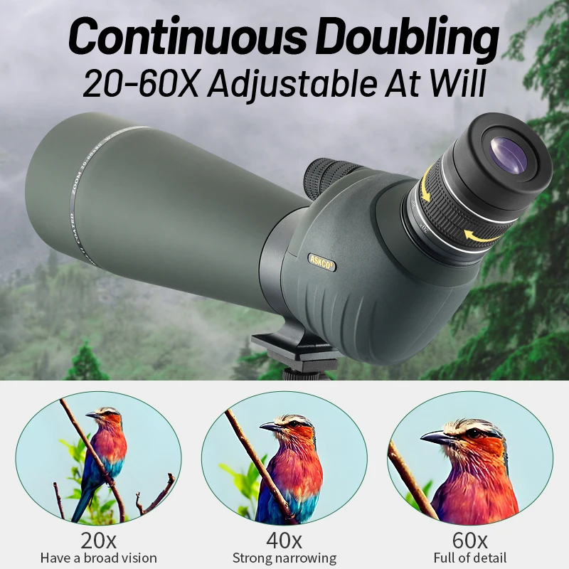 Mira telescópica actualizada de 20-60x80 con bolsa de transporte para trípode BAK4, mira telescópica impermeable de alta definición para observación de aves HD - imagen 3