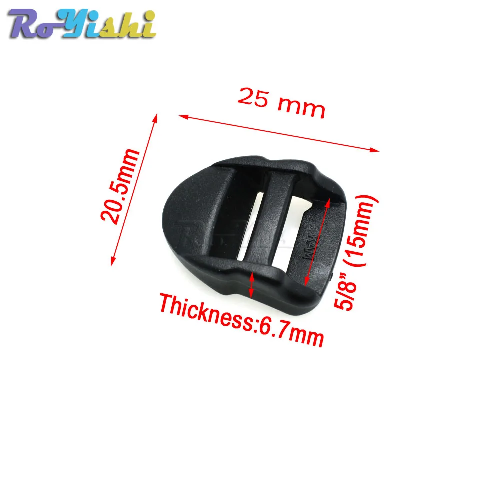 10 unids/pack 5/8 "cerradura de escalera deslizador hebillas de plástico correas para mochila correas 15mm negro - imagen 2