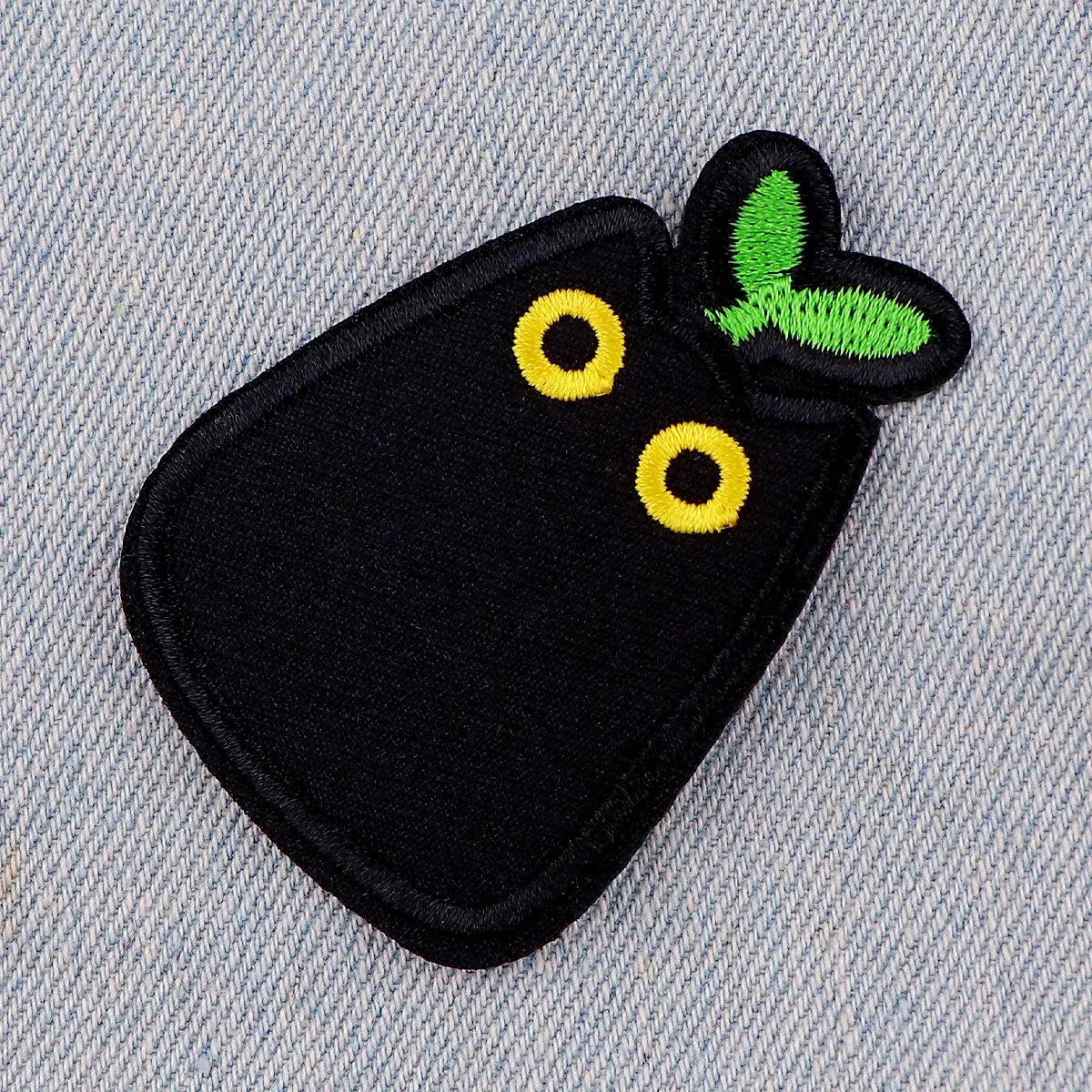 Parche de gato negro de dibujos animados, parches bordados de animales para ropa, parches de planchado DIY para ropa, pegatinas de plantas - imagen 3