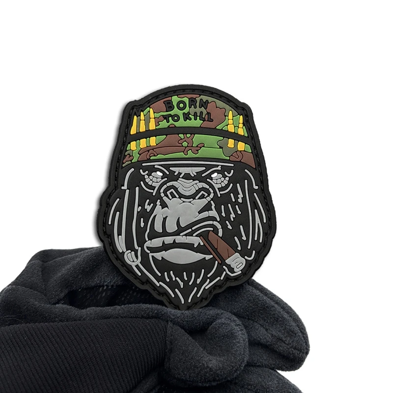 Parche de gancho y bucle de PVC de gorila arrogante estilo Punk, insignia moral al aire libre, insignias tácticas, parches de accesorios de ropa - imagen 3