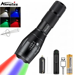 Zoom 4 en 1 linterna LED Multicolor rojo azul verde blanco lámpara portátil al aire libre Camping caza fotografía Selfie senderismo antorcha