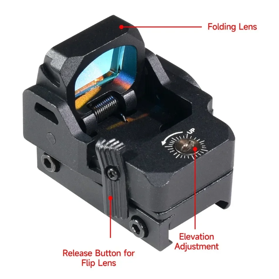 Mira de punto rojo abatible hacia arriba táctica profesional, colimador reflejo óptico 3MOA con Base de montaje MOS para Rifle, pistola de caza, mira de tiro - imagen 3