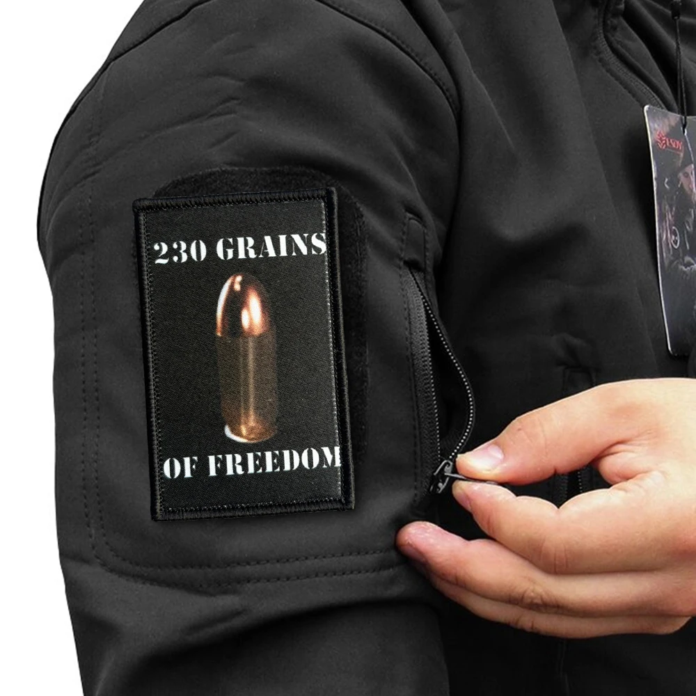 Parches tácticos de bala de calibre 45, impresiones divertidas, cierre de gancho y bucle, insignia de moral militar, brazalete, pegatinas para mochila