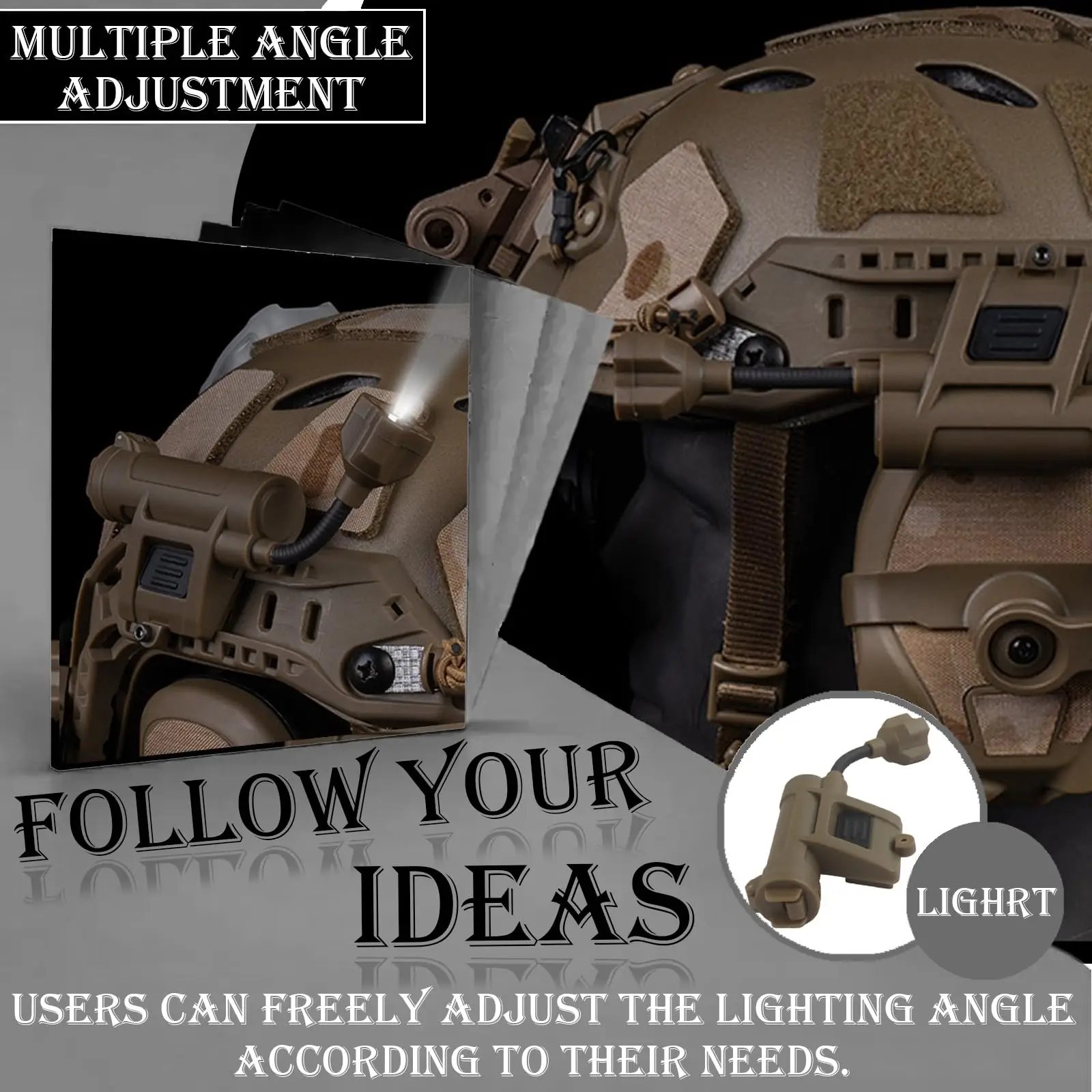 Luz táctica para casco militar con luz de señal de supervivencia IR LED MPLS luz de trabajo de bajo perfil con rieles guía de arco de cuello Flexible - imagen 3