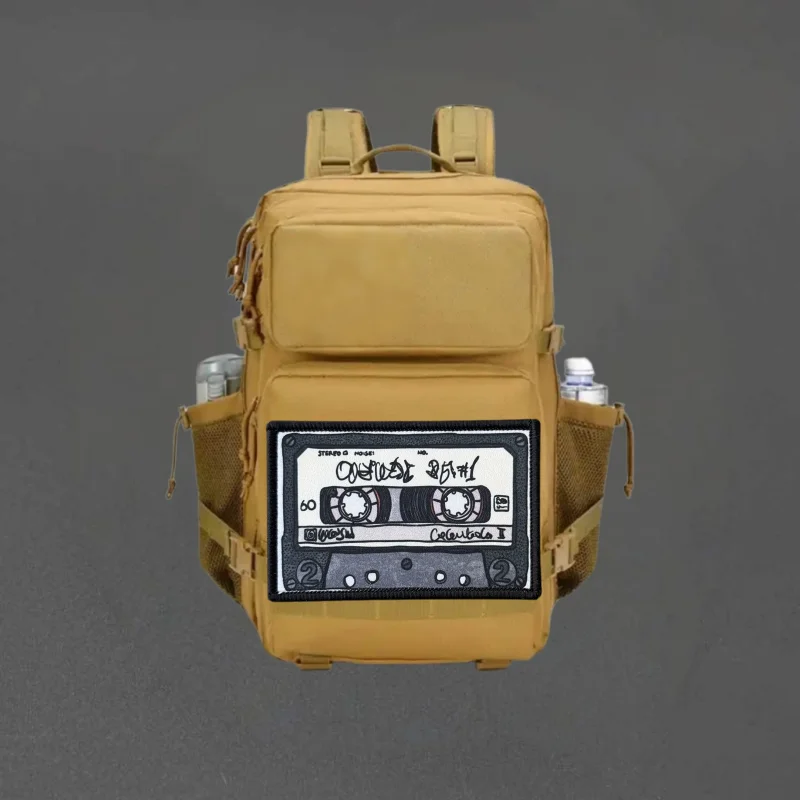 Parche impreso "Cassette", chaleco táctico, insignia de moral con gancho y bucle, pegatinas decorativas para mochila militar, parches para brazalete para ropa