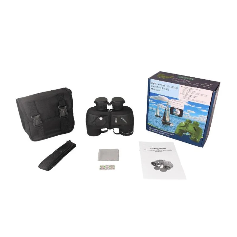 Binoculares 10x50 telescopio militar marino adultos impermeable con telémetro brújula BAK4 prisma HD observación de aves para caza - imagen 3
